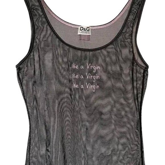 Mesh vintage Dolce & Gabbana “Like a Virgin” embroidered tank top - Picture 4 of 4